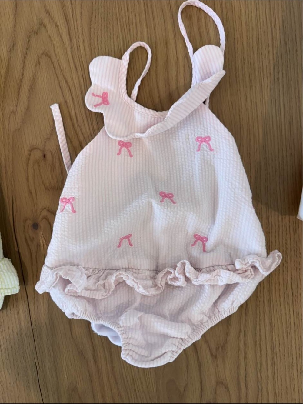 Little English Pale Pink Bow One-Piece Swimsuit